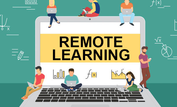 students on a computer showing remote learning